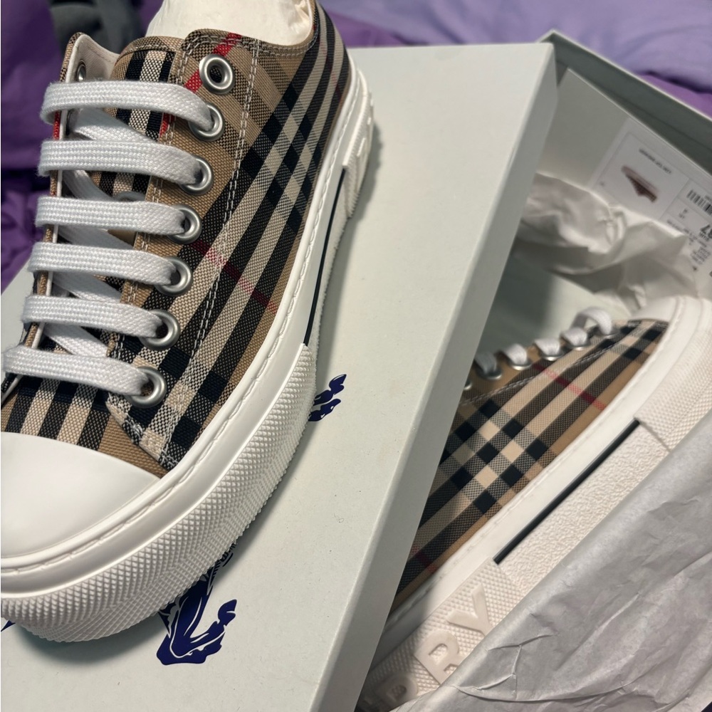 Burberry Beige and Black Plaid Sneakers - Picture 2 of 2